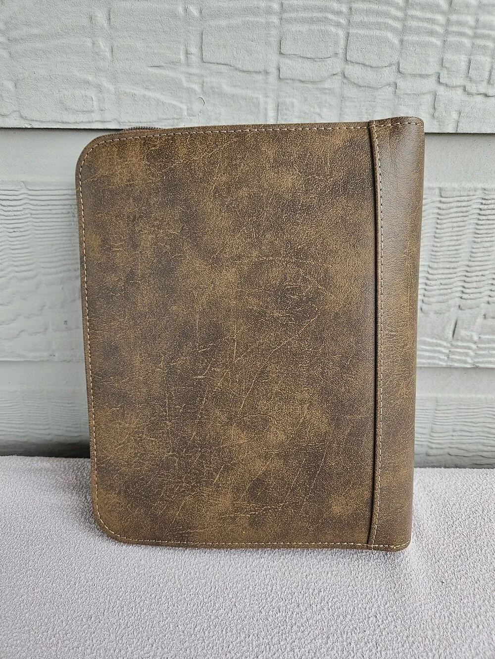 Franklin Covey Zip Binder Only Brown Faux Leather 7 Rings 1.5” Organizer Planner